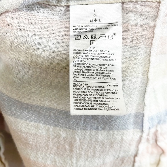 Gap Woman LINEN Multi Stripe Blouse Raglan Sleeve sTop Size L - Picture 5 of 14